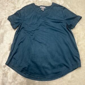 Feel good store teal velvet like t-shirt